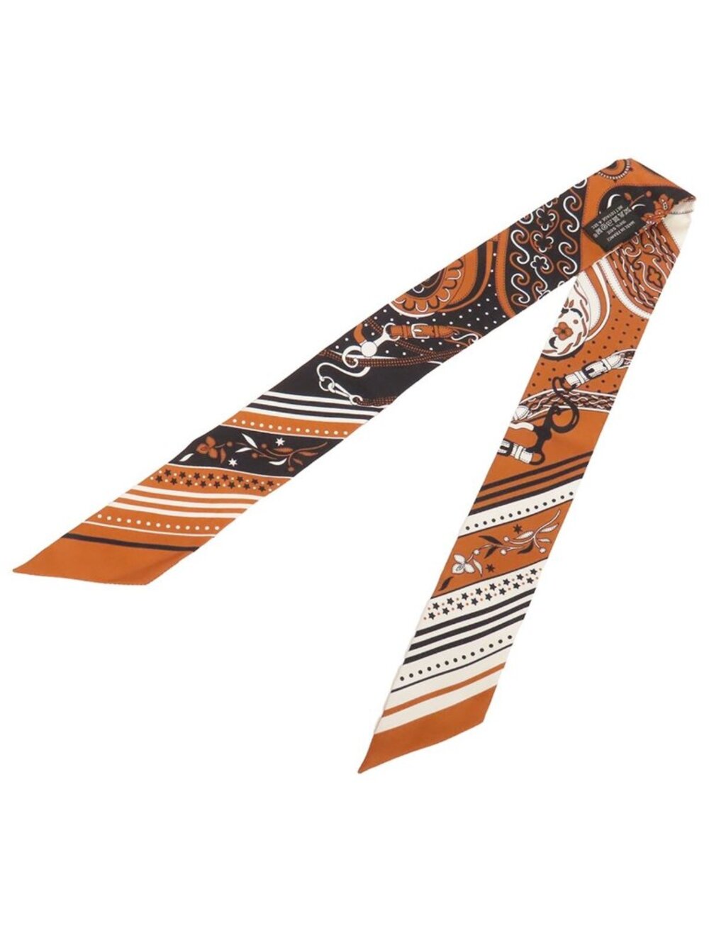 Hermes Twilly Brown White Black Silk Bandana Festival Des Amazones Scarf - Picture 2 of 9